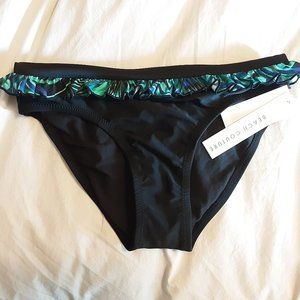 🌞 Beach Couture Black Ruffle Bikini Bottom | New! 10